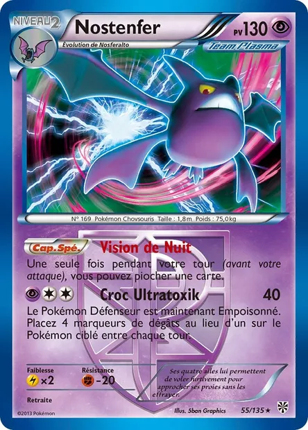 Nostenfer, carte Pokémon PLS 55 — extension Tempète Plasma