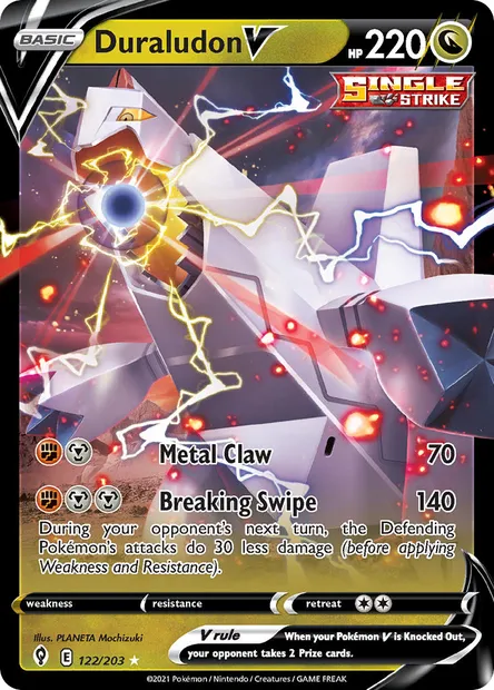 Duraludon V, Pokémon card EVS 122 — Evolving Skies set