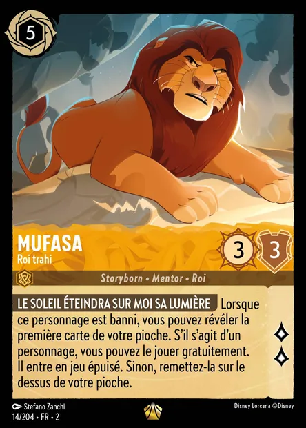 Mufasa - Roi trahi, carte Disney Lorcana CH2-014 — extension L'Ascension des Floodborn