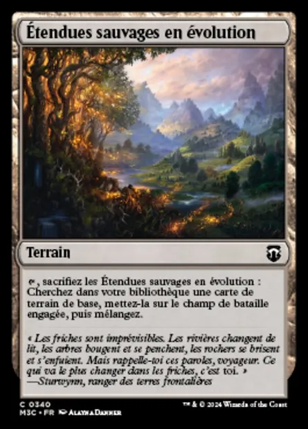 Étendues sauvages en évolution, carte Magic M3C 340 — extension Modern Horizons 3 Commander