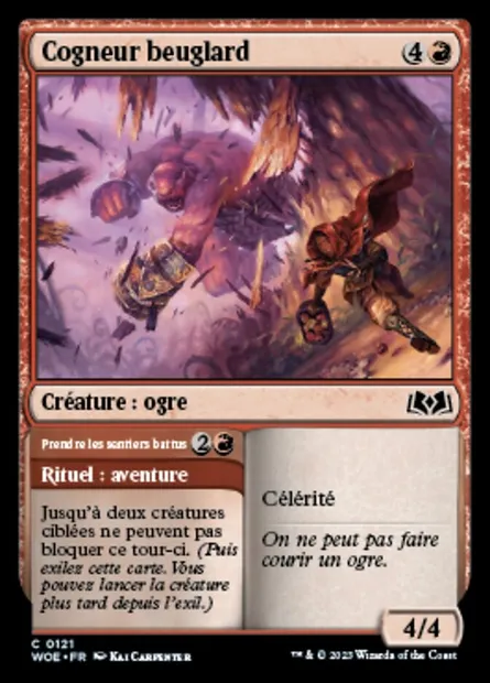 Cogneur beuglard // Prendre les sentiers battus, carte Magic WOE 121 — extension Wilds of Eldraine