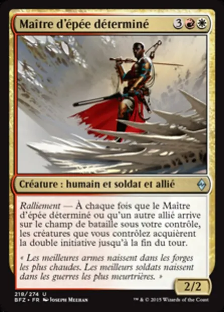 Maître d'épée déterminé, carte Magic BFZ 218 — extension La bataille de Zendikar
