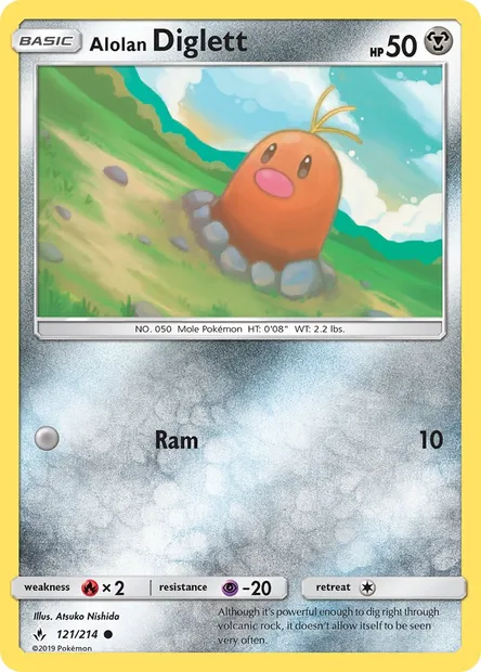 Alolan Diglett, Pokémon card UNB 121 — Unbroken Bonds set