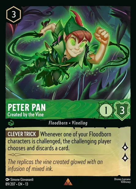 Peter Pan - Created by the Vine, Disney Lorcana card CH13-089 — Attack of the Vine! set