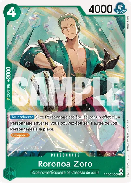 Roronoa Zoro, carte One Piece PRB02-006 — extension ONE PIECE CARD THE BEST VOL.2
