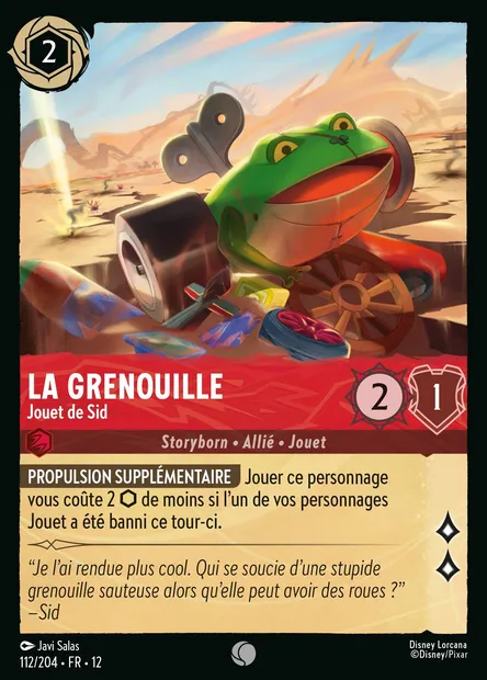 La grenouille - Jouet de Sid, carte Disney Lorcana CH12-112 — extension Contrées Inconnues