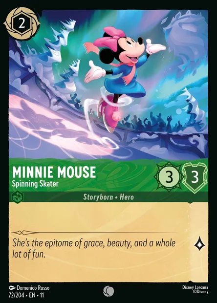 Minnie Mouse - Spinning Skater, Disney Lorcana card CH11-072 — Winterspell set