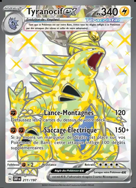 Tyranocif-ex, carte Pokémon OBF 211 — extension Flammes Obsidiennes