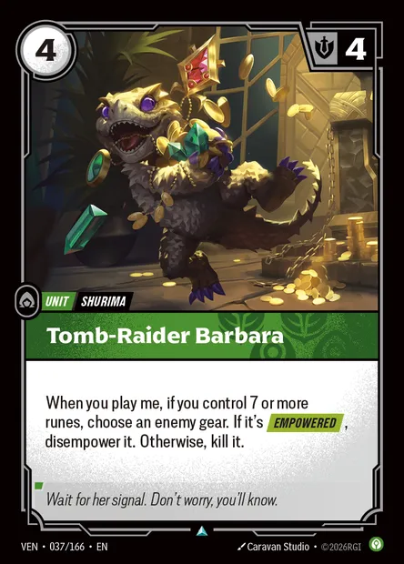 Tomb-Raider Barbara, Riftbound card VEN 037 — Vendetta set