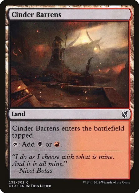 Cinder Barrens, Magic card C19 235 — Commander 2019 set