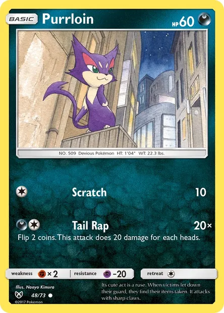Purrloin, Pokémon card SLG 48 — Shining Legends set
