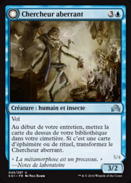 Chercheur aberrant // Forme perfectionnée, carte Magic SOI 49 — extension Ténèbres sur Innistrad