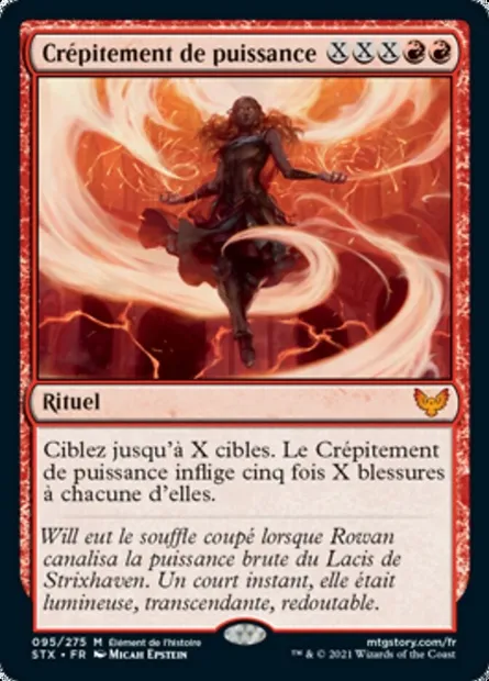 Crépitement de puissance, carte Magic STX 95 — extension Strixhaven: l'Académie des Mages