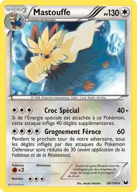 Mastouffe, carte Pokémon DEX 88 — extension Explorateurs Obscurs