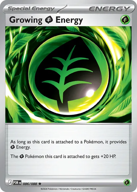 Growing Grass Energy, Pokémon card POR 086 — Perfect Order set