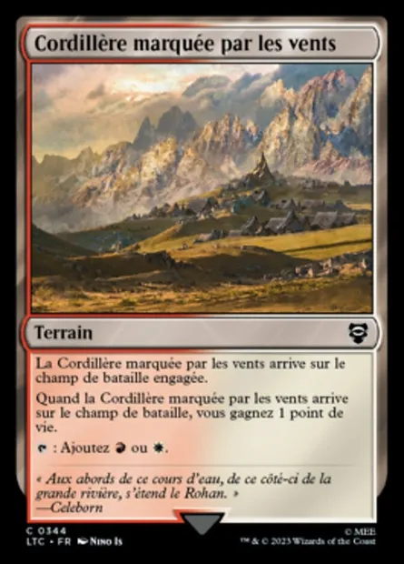 Cordillère marquée par les vents, carte Magic LTC 344 — extension Tales of Middle-earth Commander