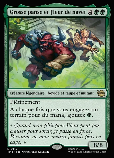 Grosse panse et Fleur de navet, carte Magic TMT 115 — extension Teenage Mutant Ninja Turtles