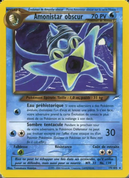 Amonistar obscur, carte Pokémon NDE 19 — extension Neo Destiny