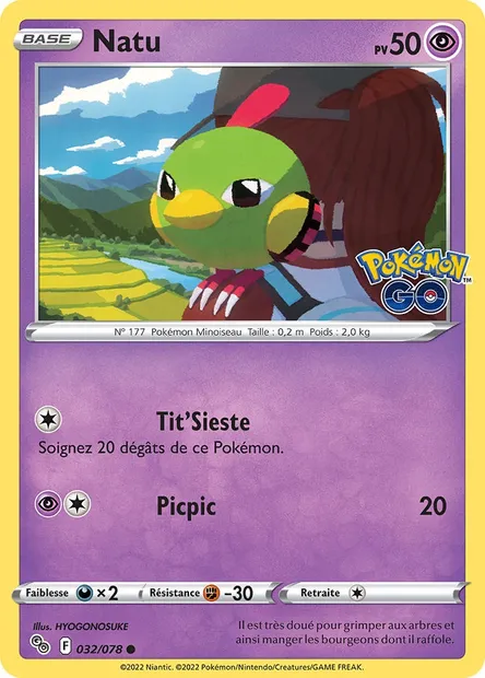 Natu, carte Pokémon PGO 032 — extension Pokémon GO