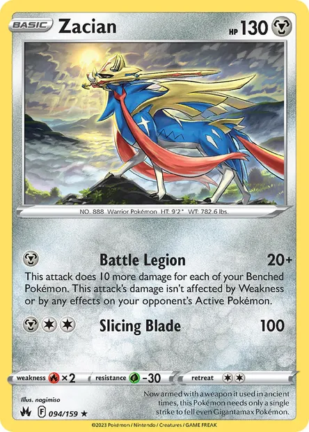 Zacian, Pokémon card CRZ 094 — Crown Zenith set