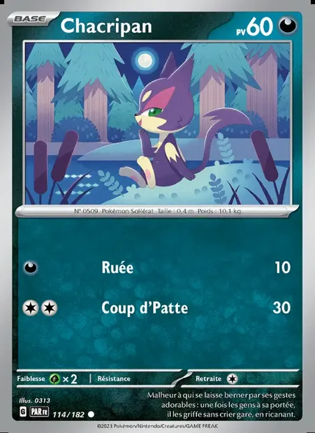 Chacripan, carte Pokémon PAR 114 — extension Faille Paradoxe