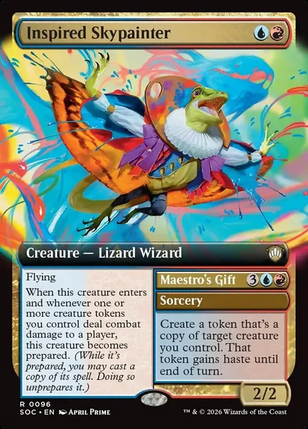 Inspired Skypainter // Maestro's Gift, Magic card SOC 96 — Secrets of Strixhaven Commander set