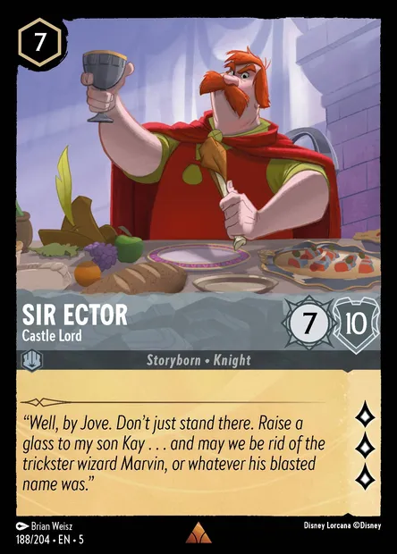 Sir Ector - Castle Lord, Disney Lorcana card CH5-188 — Shimmering Skies set
