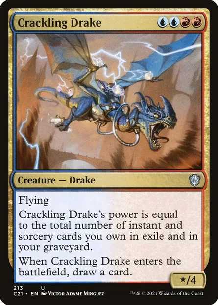 Crackling Drake, Magic card C21 213 — Commander 2021 set