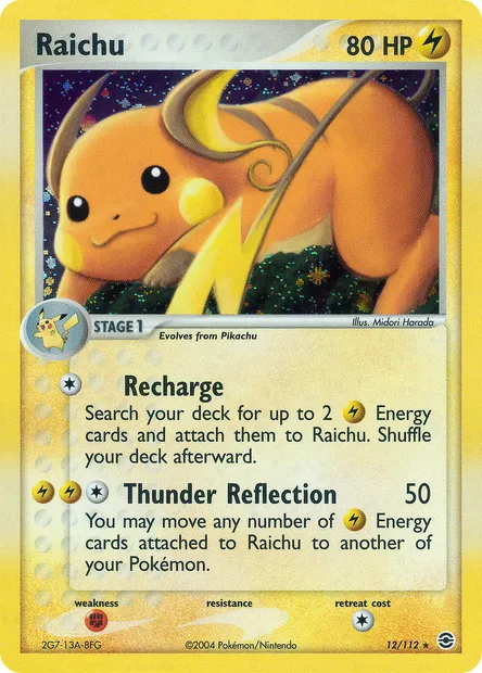 Raichu, Pokémon card RG 12 — FireRed & LeafGreen set
