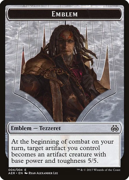Tezzeret the Schemer Emblem, carte Magic TAER 4 — extension Aether Revolt Tokens