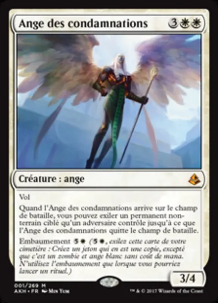 Ange des condamnations, carte Magic AKH 1 — extension Amonkhet