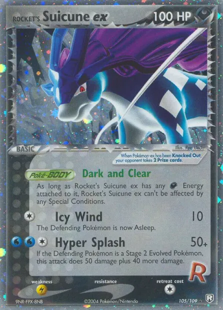 Rocket's Suicune ex, carte Pokémon TRR 105 — extension Team Rocket Returns