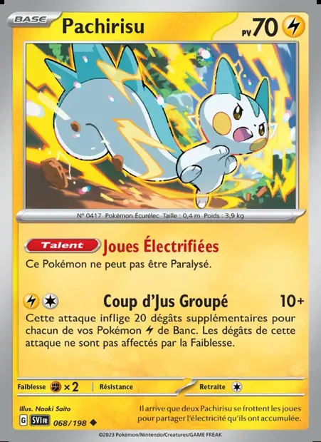 Pachirisu, carte Pokémon SVI 068 — extension Écarlate et Violet