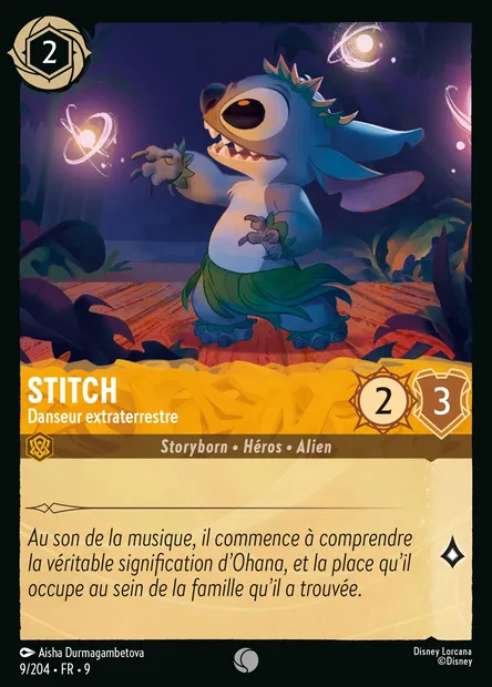 Stitch - Danseur extraterrestre, carte Disney Lorcana CH9-009 — extension Fabuleux