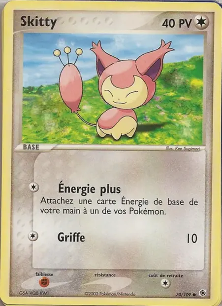 Skitty, carte Pokémon RS 70 — extension EX Rubis & Saphir