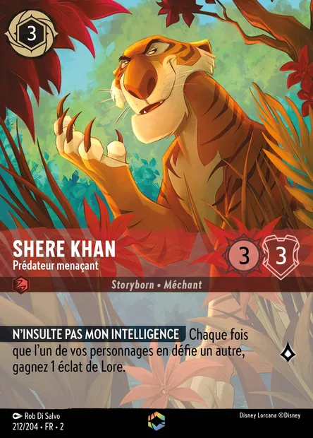Shere Khan - Prédateur menaçant, carte Disney Lorcana CH2-212 — extension L'Ascension des Floodborn