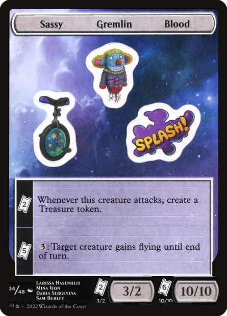 Sassy Gremlin Blood, carte Magic SUNF 34 — extension Unfinity Sticker Sheets