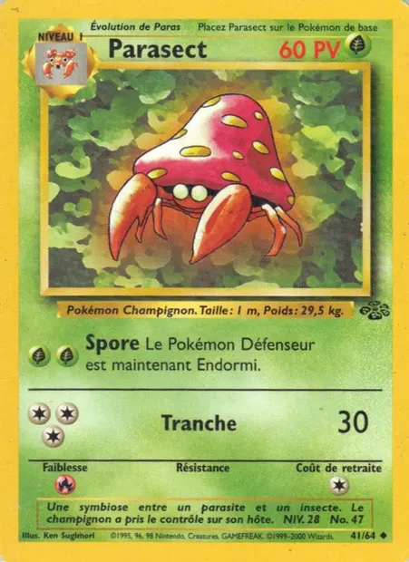 Parasect, carte Pokémon JU 41 — extension Jungle