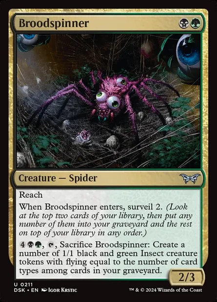 Broodspinner, Magic card DSK 211 — Duskmourn: House of Horror set