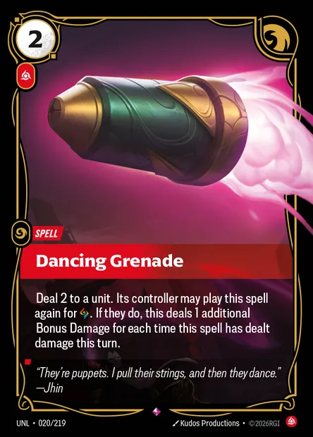 Dancing Grenade, Riftbound card UNL 020 — Unleashed set