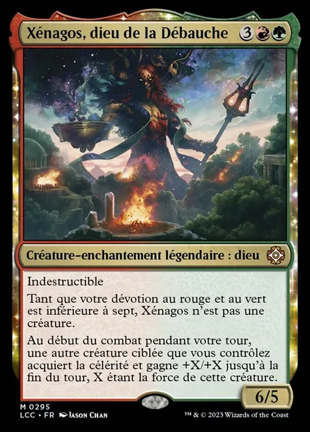 Xénagos, dieu de la Débauche, carte Magic LCC 295 — extension The Lost Caverns of Ixalan Commander