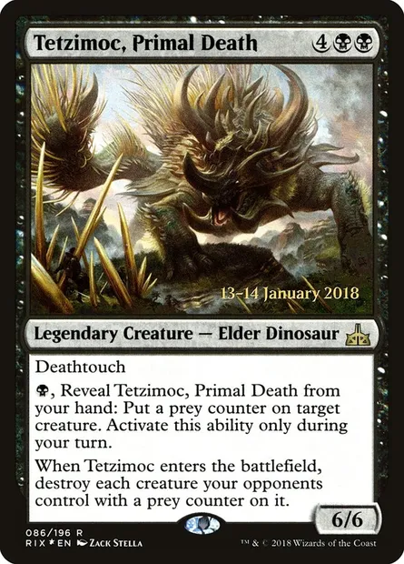 Tetzimoc, Primal Death, Magic card PRIX 86s — Rivals of Ixalan Promos set