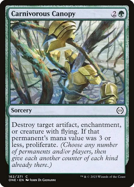 Carnivorous Canopy, Magic card ONE 162 — Phyrexia: All Will Be One set