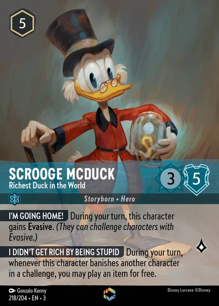 Scrooge McDuck - Richest Duck in the World, Disney Lorcana card CH3-218 — Into the Inklands set