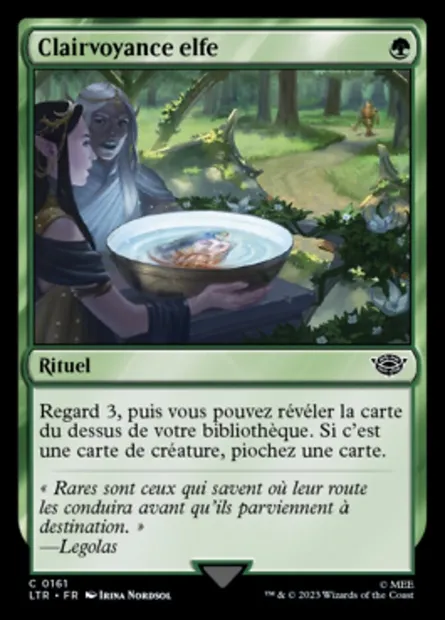 Clairvoyance elfe, carte Magic LTR 161 — extension Le Seigneur des Anneaux : chroniques de la Terre du Milieu