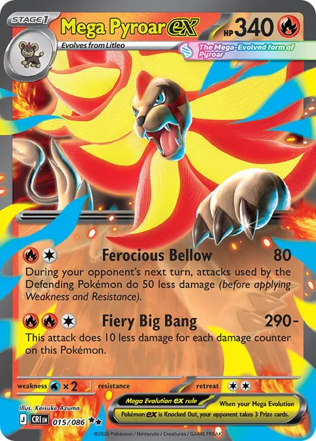 Mega Pyroar ex, Pokémon card CRI 015 — Chaos Rising set