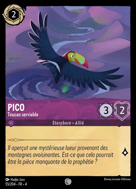Pico - Toucan serviable, carte Disney Lorcana CH4-055 — extension Le Retour d'Ursula