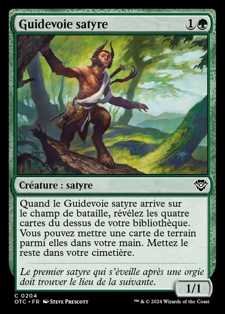 Guidevoie satyre, carte Magic OTC 204 — extension Outlaws of Thunder Junction Commander