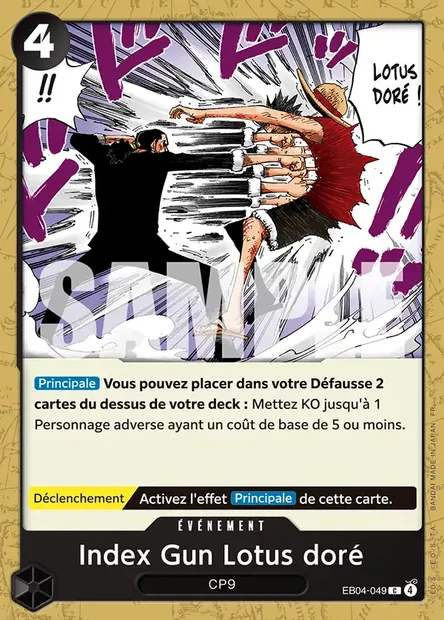Index Gun Lotus doré, carte One Piece EB04-049 — extension EGGHEAD CRISIS