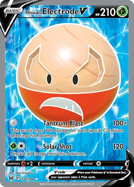 Hisuian Electrode V, Pokémon card LOR 172 — Lost Origin set